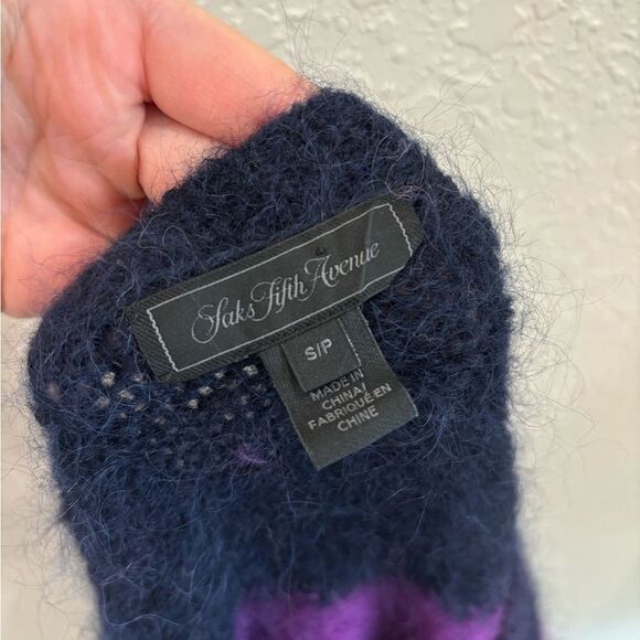 Saks Fifth Avenue Purple Striped Alpaca Wool Blend Sweater Size Small - Picture 2 of 3